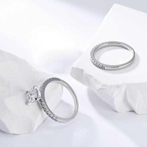 Luxury Wedding Ring Sets for Women Square 1CT AAAAA CZ White Gold Plated S925 Sterling Silver Engagement Ring Wedding Band in Saudi Arabia