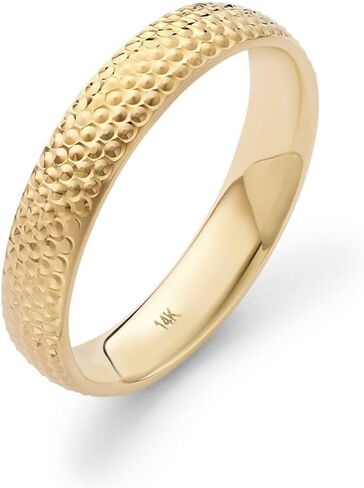 Amanda Rose Collection 14K Solid Gold Wedding Band & Statement Ring, 4mm, 14K Diamond-Cut, Comfort Fit, Genuine 14K Yellow Gold (Stamped for Authenticity), Sizes 5-10 in Saudi Arabia