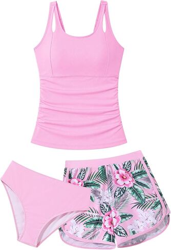 TUONROAD Girls 3pcs Tankini Swimsuit Size 11-16 Bathing Suits for Teens Square Collar Girls' Swimwear in Saudi Arabia