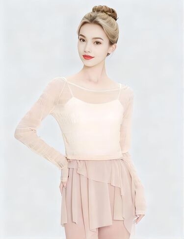Woman Ballet Pleated Top Adult Long Sleeve Overall for Dancing in Kuwait