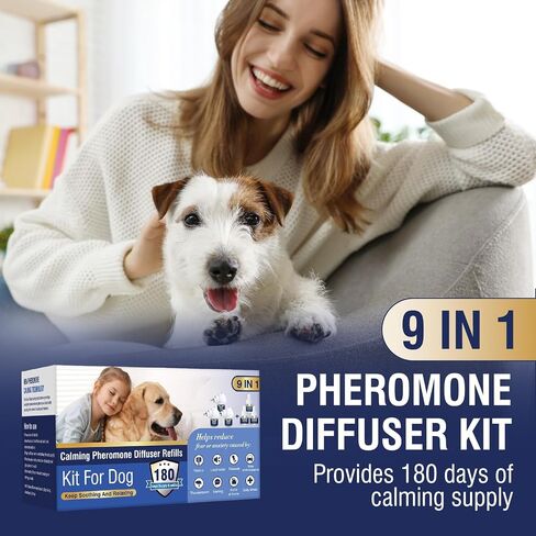 Dog Pheromones Calming Diffuser Kit Appeasing Pheromone Diffuser to Calm (3 Plug in+ 6 Pack 48ml Refill) for Anxiety Relieve Relief Reduce Aggression Fighting Barking Stress 180 Day Supply (Tasteless) in Kuwait