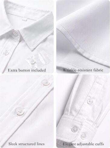 Zeagoo Women's Wrinkle Free Button Down Shirts Long Sleeve Dress Shirts Collared Business Casual Blouses Tops XS-3XL in Kuwait