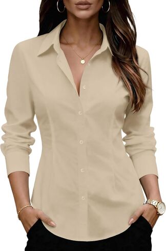 Zeagoo Women's Wrinkle Free Button Down Shirts Long Sleeve Dress Shirts Collared Business Casual Blouses Tops XS-3XL in Kuwait