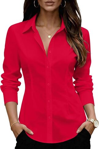 Zeagoo Women's Wrinkle Free Button Down Shirts Long Sleeve Dress Shirts Collared Business Casual Blouses Tops XS-3XL in Kuwait