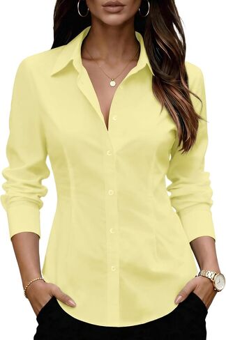 Zeagoo Women's Wrinkle Free Button Down Shirts Long Sleeve Dress Shirts Collared Business Casual Blouses Tops XS-3XL in Kuwait
