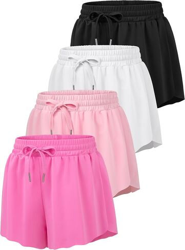4 Pack Girls Butterfly Shorts for Teen Girl Skorts Flowy Athletic Dance Cheer Shorts 2-in-1 Kids Summer Clothes in Saudi Arabia