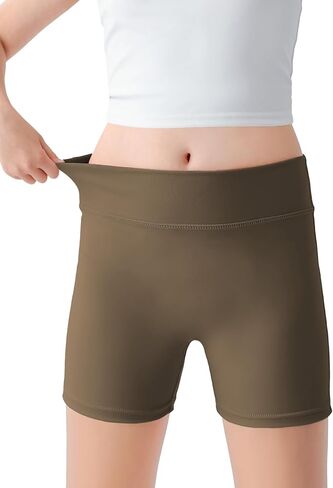 Girls Athletic Shorts High Waisted Tagless Kids Bike Dance Yoga Volleyball Gym Cheer Running Workout Spandex Shorts 7-16Y in Kuwait