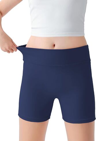 Girls Athletic Shorts High Waisted Tagless Kids Bike Dance Yoga Volleyball Gym Cheer Running Workout Spandex Shorts 7-16Y in Kuwait