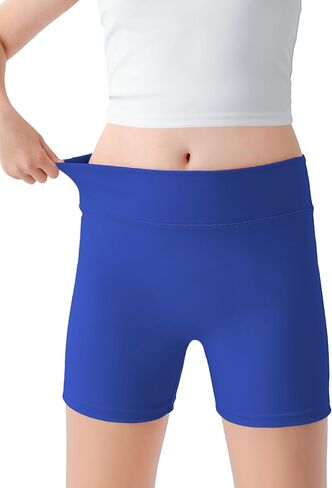 Girls Athletic Shorts High Waisted Tagless Kids Bike Dance Yoga Volleyball Gym Cheer Running Workout Spandex Shorts 7-16Y in Kuwait