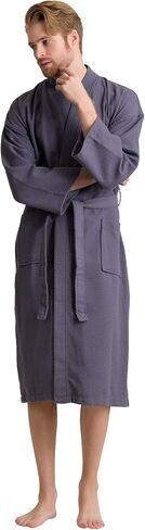 Men's Luxury Waffle Weaved Cotton Bathrobe - Lightweight & Soft - Quick Dry & Absorbent - Spa Robe for Men in Saudi Arabia