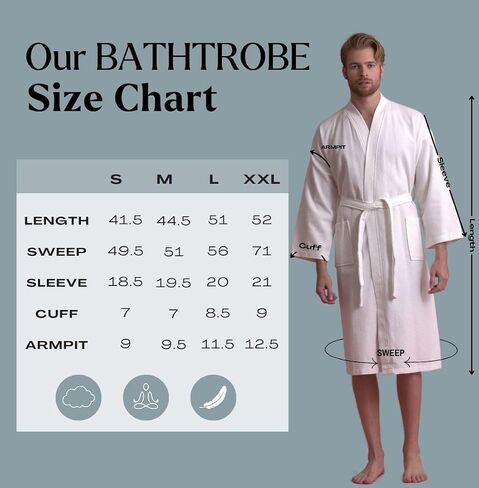Men's Luxury Waffle Weaved Cotton Bathrobe - Lightweight & Soft - Quick Dry & Absorbent - Spa Robe for Men in Saudi Arabia