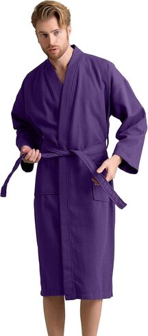 Men's Luxury Waffle Weaved Cotton Bathrobe - Lightweight & Soft - Quick Dry & Absorbent - Spa Robe for Men in Saudi Arabia