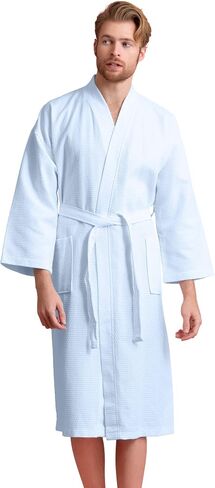 Men's Luxury Waffle Weaved Cotton Bathrobe - Lightweight & Soft - Quick Dry & Absorbent - Spa Robe for Men in Saudi Arabia