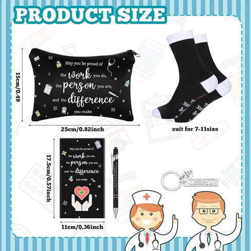 5 Pack CNA Week Gifts Set for Women May You Be Proud of The Work You Do CNA Nurse Appreciation Makeup Bag Socks Pen Keychain Notebook Nurse Gifts for Nursing Assistant Graduation Party Favors in Kuwait