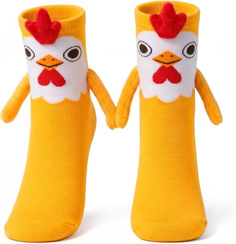 Funny Chicken Magnetic Socks That Holding Hand for Women Novelty Wacky Animal Socks for Adult Christmas Gag Gifts in Saudi Arabia