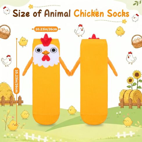 Funny Chicken Magnetic Socks That Holding Hand for Women Novelty Wacky Animal Socks for Adult Christmas Gag Gifts in Saudi Arabia