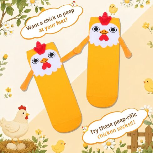 Funny Chicken Magnetic Socks That Holding Hand for Women Novelty Wacky Animal Socks for Adult Christmas Gag Gifts in Saudi Arabia