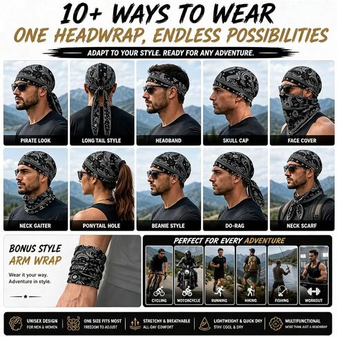 Cooling Skull Cap Helmet Liner, Bandana Cap, Elastic Cycling Sports Cap, Breathable Sweat Wicking Head Scarf in Kuwait