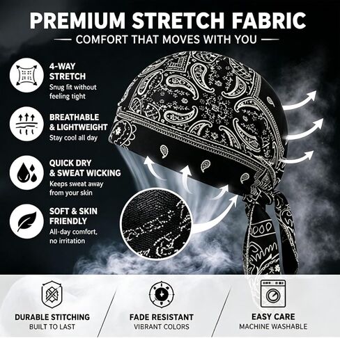 Cooling Skull Cap Helmet Liner, Bandana Cap, Elastic Cycling Sports Cap, Breathable Sweat Wicking Head Scarf in Kuwait