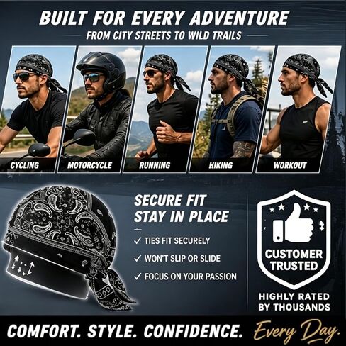 Cooling Skull Cap Helmet Liner, Bandana Cap, Elastic Cycling Sports Cap, Breathable Sweat Wicking Head Scarf in Kuwait