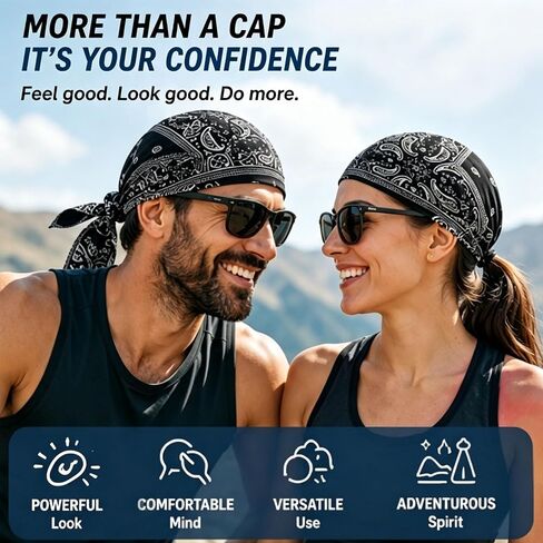 Cooling Skull Cap Helmet Liner, Bandana Cap, Elastic Cycling Sports Cap, Breathable Sweat Wicking Head Scarf in Kuwait
