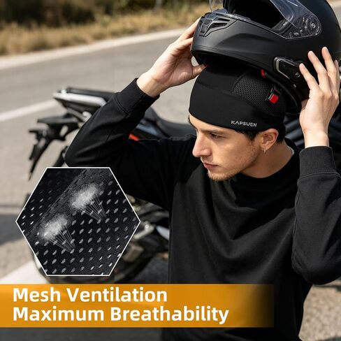Cooling Skull Caps for Men - Cycling Cap with Breathable Mesh, Quick Dry Helmet Liner for Motorcycle Rugby Running in Kuwait