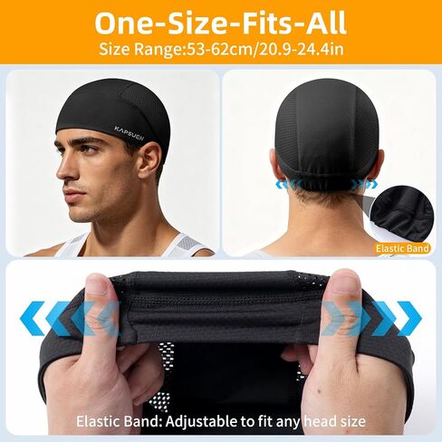 Cooling Skull Caps for Men - Cycling Cap with Breathable Mesh, Quick Dry Helmet Liner for Motorcycle Rugby Running in Kuwait