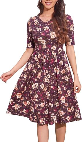 Women's V-Neck Nursing Dresses Breastfeeding Cotton Maternity Dress for Everyday Wear in Saudi Arabia