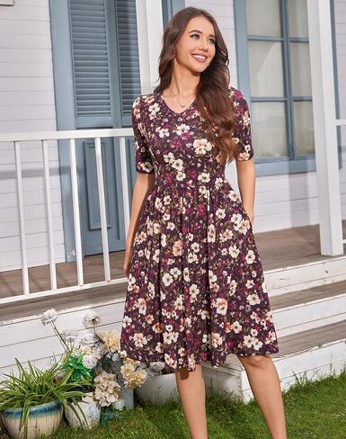 Women's V-Neck Nursing Dresses Breastfeeding Cotton Maternity Dress for Everyday Wear in Saudi Arabia