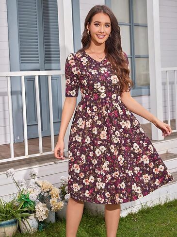 Women's V-Neck Nursing Dresses Breastfeeding Cotton Maternity Dress for Everyday Wear in Saudi Arabia