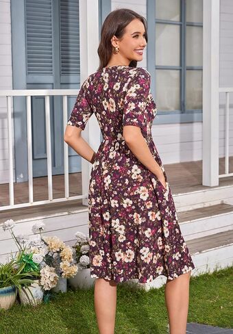 Women's V-Neck Nursing Dresses Breastfeeding Cotton Maternity Dress for Everyday Wear in Saudi Arabia