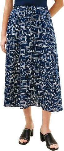 Tommy Hilfiger Women's Lightweight Linen Flared Midi Skirt with Elastic Waist in Kuwait
