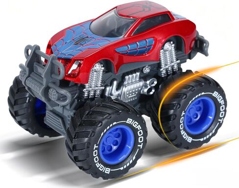 Movie Superhero 1:64 Scale Monster Trucks Toy Trucks,Giant Wheels, Favorite Characters and Cool Designs, Age 3, 4-8 and Above（Iron+Spider） in Saudi Arabia