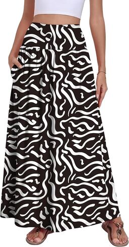 QUEZHU Women's Maxi Long Skirts 2026 Casual A-line Elastic High Waist Flowy Skirt with Pockets in Saudi Arabia