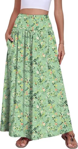 QUEZHU Women's Maxi Long Skirts 2026 Casual A-line Elastic High Waist Flowy Skirt with Pockets in Saudi Arabia