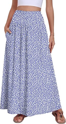QUEZHU Women's Maxi Long Skirts 2026 Casual A-line Elastic High Waist Flowy Skirt with Pockets in Saudi Arabia