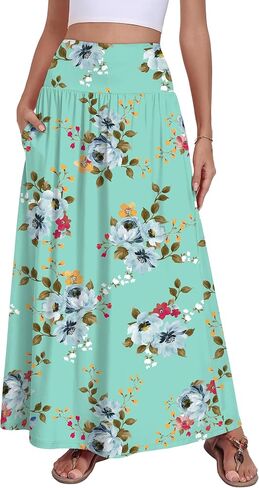 QUEZHU Women's Maxi Long Skirts 2026 Casual A-line Elastic High Waist Flowy Skirt with Pockets in Saudi Arabia