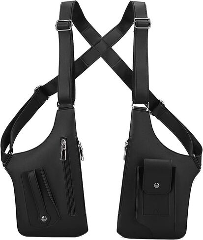 Underarm Shoulder Bag for Men, Premium Leather Anti-Theft Pickpocket-Proof Double Armpit Holster Bag with Adjustable Strap, Multi-Purpose for Travel Work Daily Use, Black in Kuwait