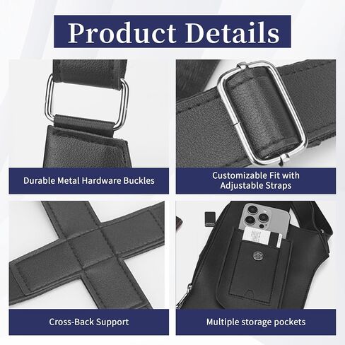 Underarm Shoulder Bag for Men, Premium Leather Anti-Theft Pickpocket-Proof Double Armpit Holster Bag with Adjustable Strap, Multi-Purpose for Travel Work Daily Use, Black in Kuwait