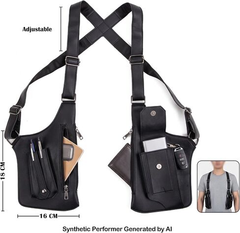 Double Shoulder Armpit Bag for Men, Anti-Pickpocket Hidden Pocket Underarm Shoulder Bag, Adjustable Leather Double Shoulder Straps Holster, Travel Outdoors in Saudi Arabia