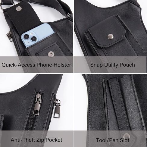 Double Shoulder Armpit Bag for Men, Anti-Pickpocket Hidden Pocket Underarm Shoulder Bag, Adjustable Leather Double Shoulder Straps Holster, Travel Outdoors in Saudi Arabia