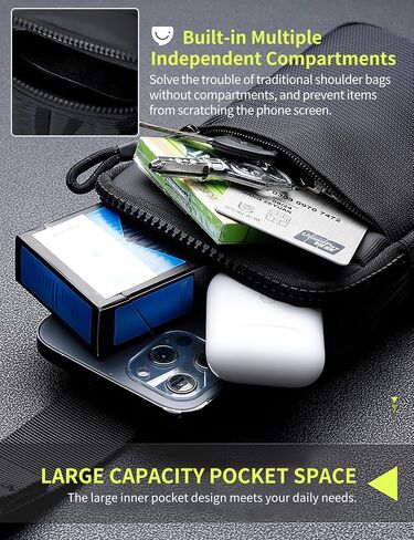 Peicees Pack of 3 Mens Crossbody Bag Man Bags Mens Purse Anti-theft Sling Bag Shoulder Bag Chest Bag, Leather Black and Mini Black in Kuwait