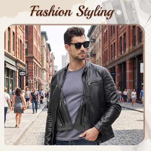 Leather Double Shoulder Armpit Bag for Men Underarm Shoulder Sentinel Adjustable Strap Holster Wallet Phone Bag in Kuwait