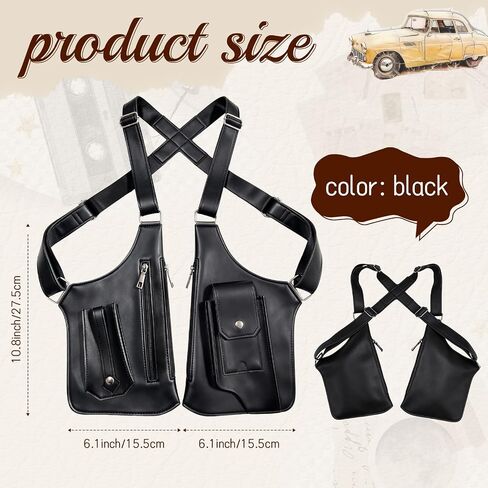 Leather Double Shoulder Armpit Bag for Men Underarm Shoulder Sentinel Adjustable Strap Holster Wallet Phone Bag in Kuwait