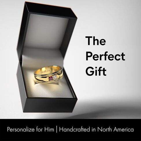 JEWLR Men’s Timeless Two‑Stone Ring – Princess‑Cut Simulated Birthstone Band in Sterling Silver or Gold - Personalized Engraved Wedding Band, Father’s Ring, or Couple’s Ring in Kuwait
