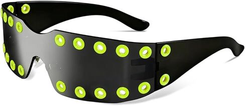 Crazy Feng Y2K Sunglasses for Women Men 2026 Futuristic Wrap Around Fashion Trendy Sun glasses Cyberpunk Rimless Rave Shades in Saudi Arabia