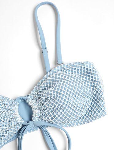 ZAFUL Women's Bandeau Bikini Set O Ring Fishnet String Swimsuit Seashell Tie Side Two Piece Bathing Suits in Kuwait