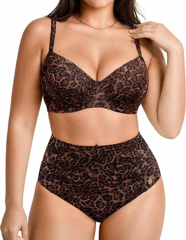Popilush Tummy Control Shapewear Swimsuits for Women High Waisted Bikini Sets Ruched Push Up Two Piece Bathing Suit in Kuwait