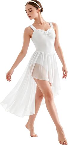 ZILANZI Heart Neckline Crisscross Back Women's Contemporary Dance Costume with Ruffled Mesh Irregular Skirt Performance Dress in Saudi Arabia