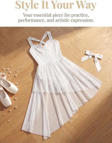 ZILANZI Heart Neckline Crisscross Back Women's Contemporary Dance Costume with Ruffled Mesh Irregular Skirt Performance Dress in Saudi Arabia